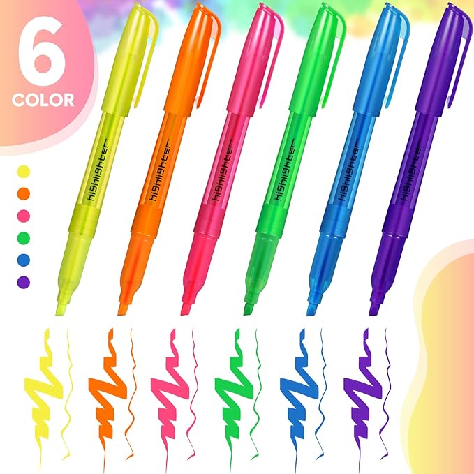 Thenshop 300 Pcs Highlighter Assorted Colors Bulk Colorful Highlighter Markers Bulk Pack Chisel Tip Fluorescent Pens for Office Supplies