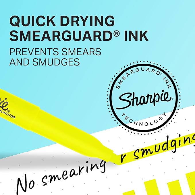 Sharpie Pocket Highlighters, Chisel Tip, Quick Dry, Assorted Fluorescent Colors, 12 Count - For Studying, Note-Taking, School, College, Office, Student & Teacher Supplies