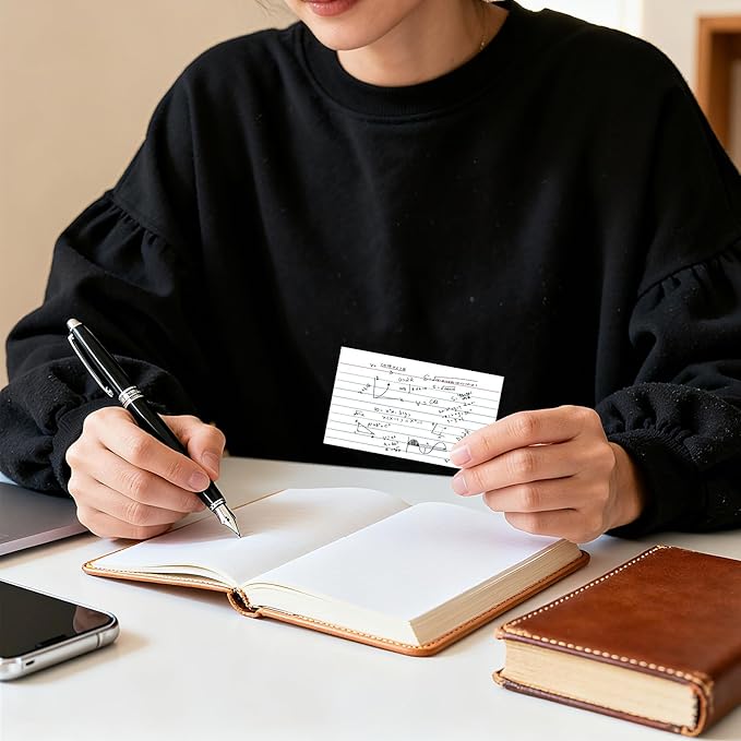400 Count Index Cards 3x5 Inch - 180gsm Heavyweight White Flash Card (50 Sheets Each), Durable & Portable Note Taking for Students, Teachers, Study Flashcards for Office School Supplies