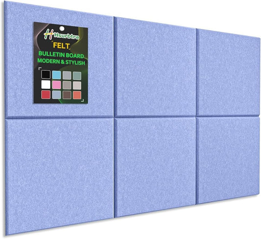 Hsurbtra Large Cork Board for Wall 36 x 24 Inch, 6 Pack Felt Bulletin Notice Board with Pushpins for Office Home School Farmhouse Wall Decor, Blue