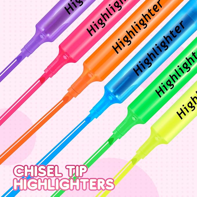 Qilery 30 Pack Highlighters Bulk, Tank Style Chisel Tip Highlighters Markers Pack Quick Drying for Adult Coloring, Home Office Supplies (Pink)