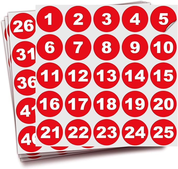 iSYFIX Red Consecutive Number Stickers – 1 to 100, 1.5-inch, 1 Set – Vinyl Self Adhesive Premium Decal, Ideal for Inventory, Storage, Organizing, Boxes, Bins, Toolbox, Lockers & More, Indoor/Outdoor