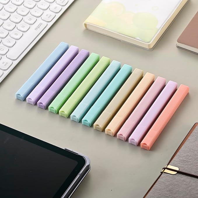 konket- Aesthetic Bible Highlighters No Bleed, Assorted Colors, Cute Pastel Highlighters, 12 pcs Chisel Tip