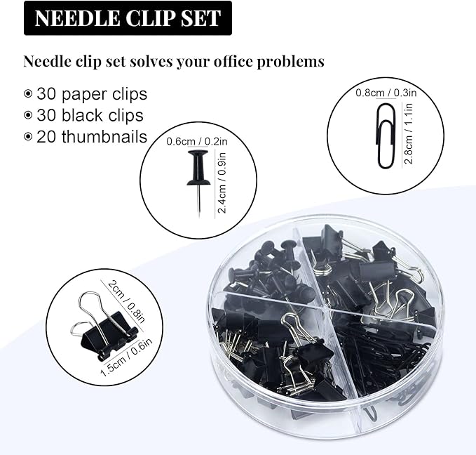 Buqoo Black Acrylic Sticky Notes Holder Stapler and Tape Dispenser Cutter with Staple Remover, Sticky Notes, Paper Clips, Scissor, Ballpoint Pen for School Home N Office Supplies