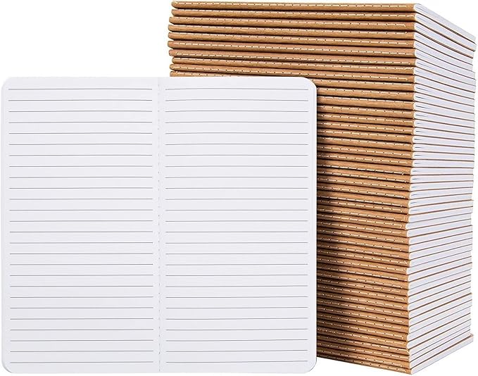 Paper Junkie Notebooks for School - 4.3 x 8.2 In, Kraft Brown, Pack of 48 - Lined Notebooks - Kraft Paper Journals for Note Taking & Journal Writing