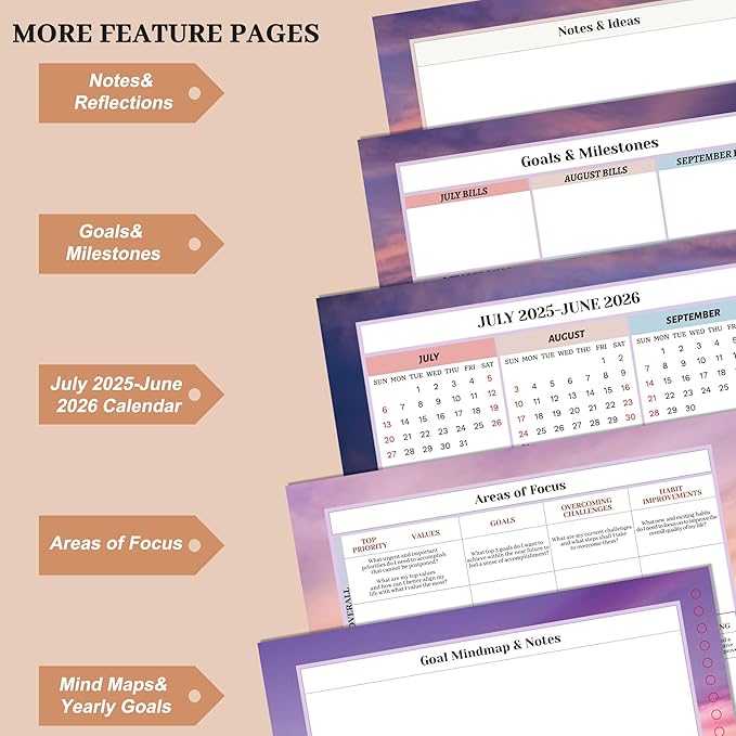 CAGIE Planner 2025-2026 July 2025-Jun 2026 for Women Daily Weekly and Monthly Planners Calendar Large Hourly 25-26 Yearly Academic Agenda with Stickers Hardcover, 8.5 x 11