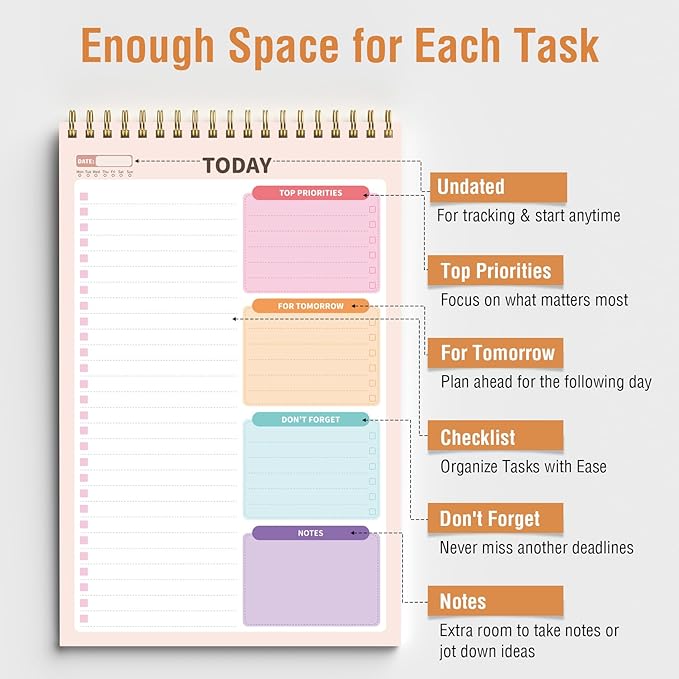 Forvencer To Do List Notepad with 52 Sheets (6.5 x9.8), To Do List Notebook for Work, Undated Daily Planner Organizer for Tasks Checklist & Goal Planning, To Do List for Office, School, Green Block