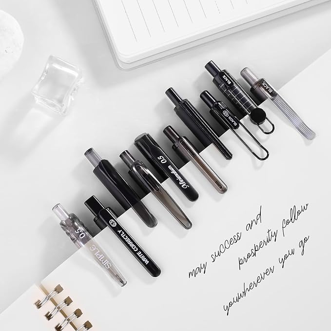 5 Count Pastel Gel Ink Pen Set,Cute Note Taking 0.5mm Fine Point Retractable 5 Count Black Ink Pens for Writing, Journaling, School, Office (Black Clear)