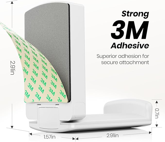 Sticky Headphone Stand Controller Holder - EURPMASK Upgraded Adhesive Gaming Headset Hook, Headphone Holder for Desk with Soft Rubber Pads, Universal PC Gaming Accessory Controller Headset Stand,White