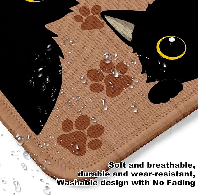 3 Black Cats Square Mouse Pad,Non-Slip Rubber Base Mouse Pad,Home Office Decoration Desktop Accessory,Laptop Mouse Pad for Office Laptops, 9.4x7.8x0.12inch.
