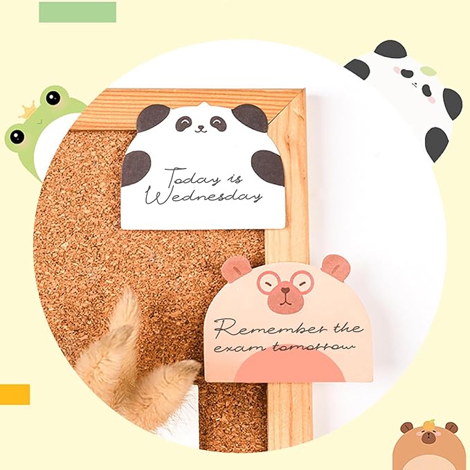 Cute Sticky Notes, 10 Pack 450 Sheets Cartoon Animal Sticky Notes Kawaii Mini Animals Shape Markers Flags Self-Stick Memo Pads for Adult Home Office Roommates Gifts Tab Suppliess