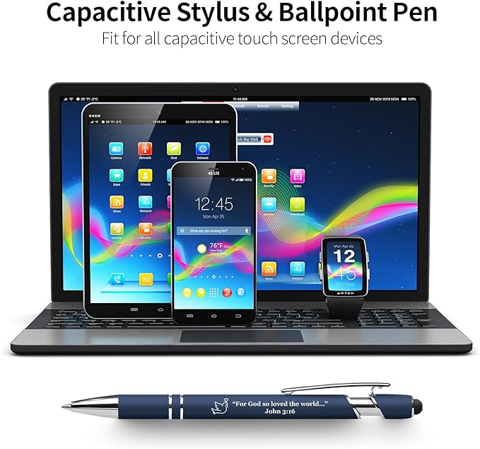 15 Pack Bible Verse Pens, Christian Inspirational Retractable Ballpoint Pens with Religious Scripture Quotes & Symbols, Smooth Writing Black Pens for Church, Gifts for Christians, DeepBlue