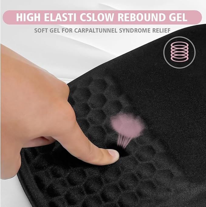 Ergonomic Mouse Pad with Wrist Rest Support, Mousepad with Comfortable Memory Foam Wrist Rest and Non-Slip PU Base for Pain Relief, Computer, Laptop, Office, Home (Black)
