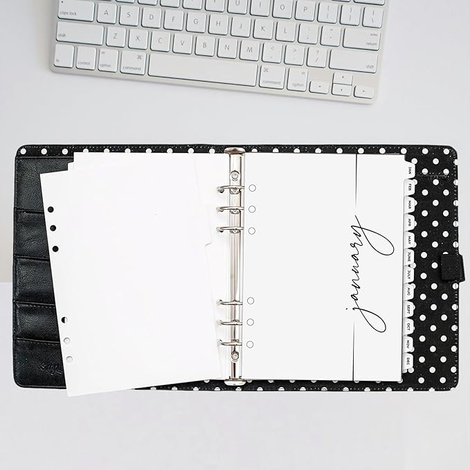 A5 Monthly Binder Index Dividers with Monthly Index Tab, 6 Holes Heavy-Duty Paper Card Dividers for Journals, Binders, Notebooks, Planners 8.2”x5.8”