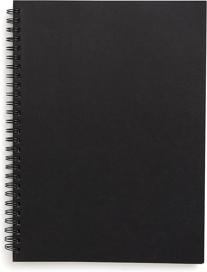 TRU RED Medium Soft Cover Meeting Notebook, Black – Ruled, Spiral Bound, 80 Sheets, Interior Pocket
