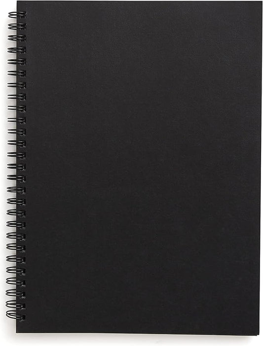 TRU RED Medium Soft Cover Meeting Notebook, Black – Ruled, Spiral Bound, 80 Sheets, Interior Pocket