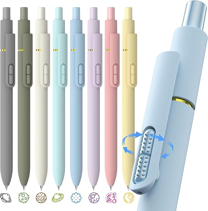 8 Pack Colorful Gel Ink Pens，Quick-Dry 0.7mm Fine Point Fidget Pens for Smooth Writing, Journaling & Drawing, Aesthetic Morandi Color Pens for Women, School & Office Supplies (Morandi Colors)