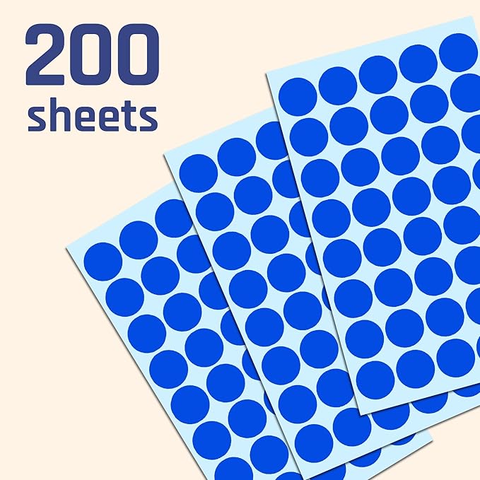 8000 Pack, 3/4" Round Dot Stickers Circle Labels - Blue