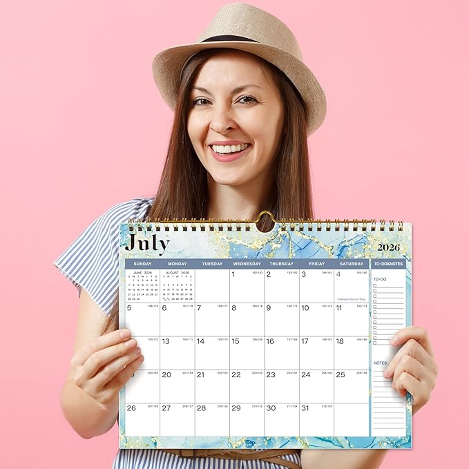 2026 Calendar - 18 Monthly Wall Calendar, July 2025 - December 2026,8.5" x 11", Calendar 2026 with Twin-Wire Binding, Hanging Hook, Blocks and Julian Dates (Calendar Blue)