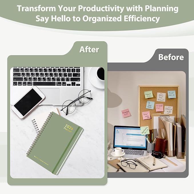 2026 Planner, Weekly and Monthly Calendar Academic Planner, Jan 2026 - Dec 2026, 8.5‘’ x 11'', Planning Agenda Book for Desk Accessories and School Supplies - Letter Size