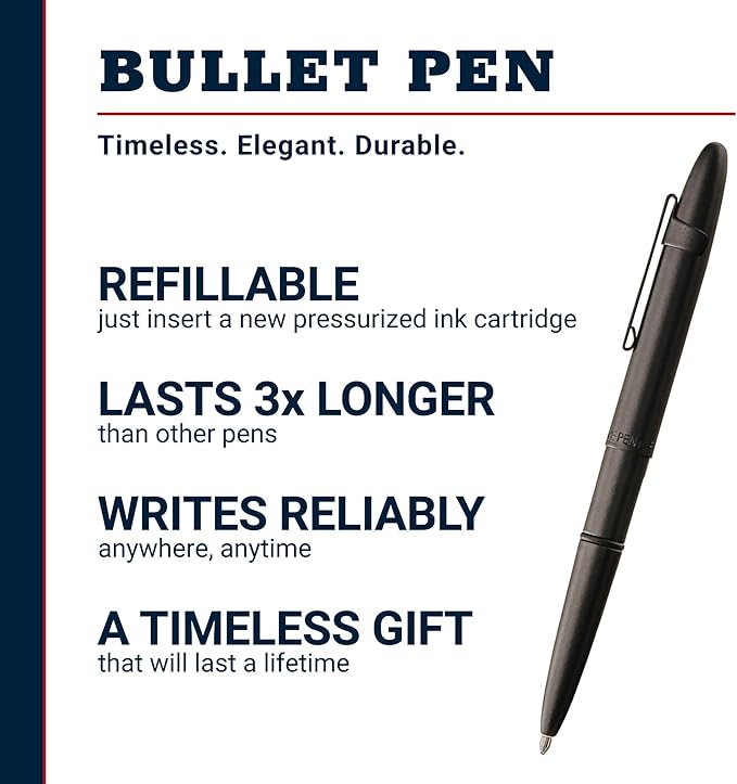 Fisher Space Pen Bullet Pen - 400 Series - Ink Pen - Matte Black with Clip