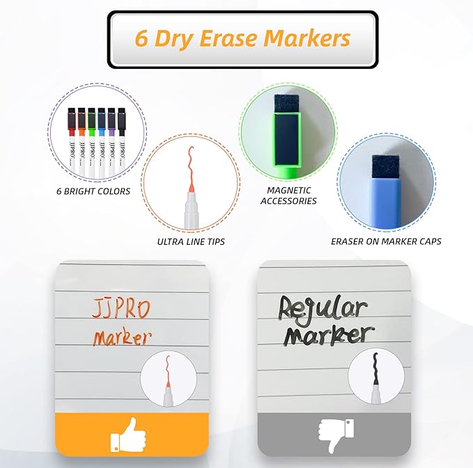 JJPRO Magnetic Dry Erase Chore Chart and Weekly Calendar Set for Fridge-Chore Chart for Multiple Kids,Weekly Planner Board,Family Chore Chart for Multiple Kids&Adults,Bonus to-do Whiteboard