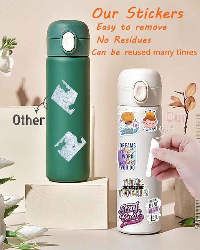 300 PCS Motivational & Positive Affirmation Sticker Pack – Inspirational Vinyl Quote Stickers for Teens, Adults & Teachers | Waterproof Decals for Water Bottles, Laptops, Journals & Scrapbooks