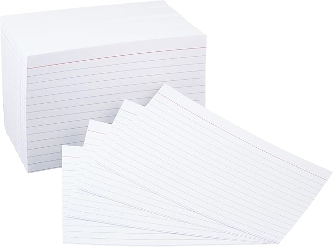 Amazon Basics Ruled Lined Index Cards for Notes, Studying, Flash Cards, White, 4" x 6", 100 Count (Pack of 60)
