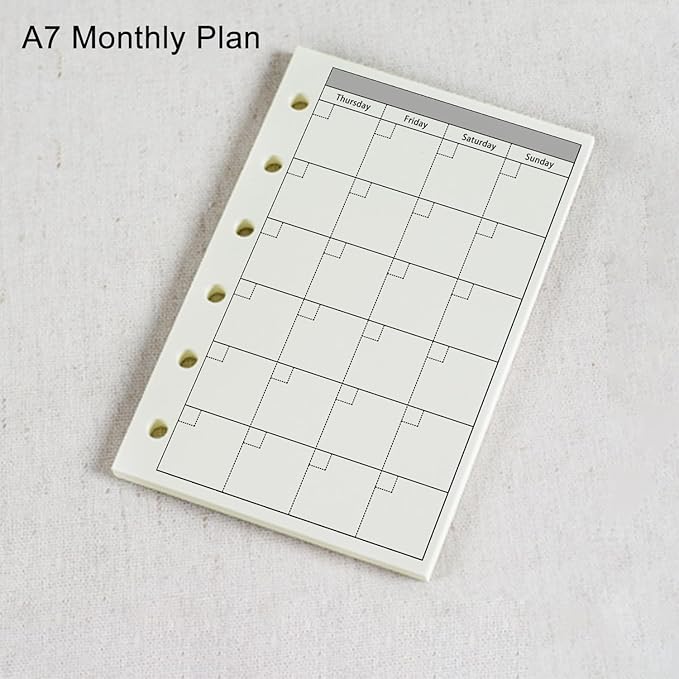 A7 Planner Refills, 3 Pack 135 Sheets/270 Pages Monthly Plan Paper for Binder Journal Notebook (4.72'' x 3.34'')