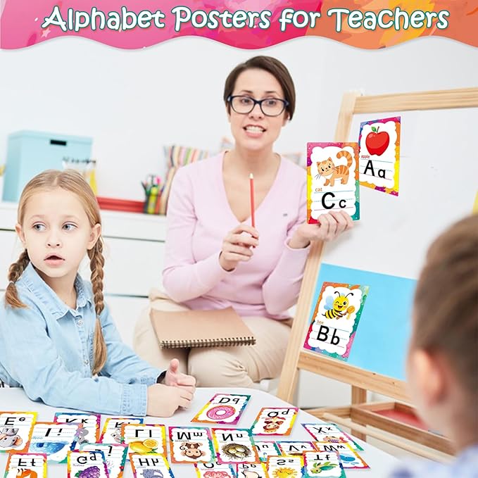 Alphabet Letters for Wall - ABC Alphabet Poster Classroom Wall Alphabet Alphabet Wall Chart Kindergarten Elementary Classroom Wall Decor Daycare Homeschool Supplies (Write Badly)