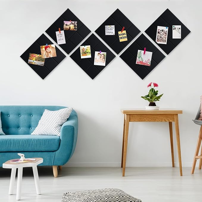 Large Cork Board for Walls, Yunihome 12 Pack 36" x 48" Felt Bulletin Board Wall Tiles for Home Kitchen School Office Wall Decor with Assorted Colors DIY Decorative Push Pins Sets