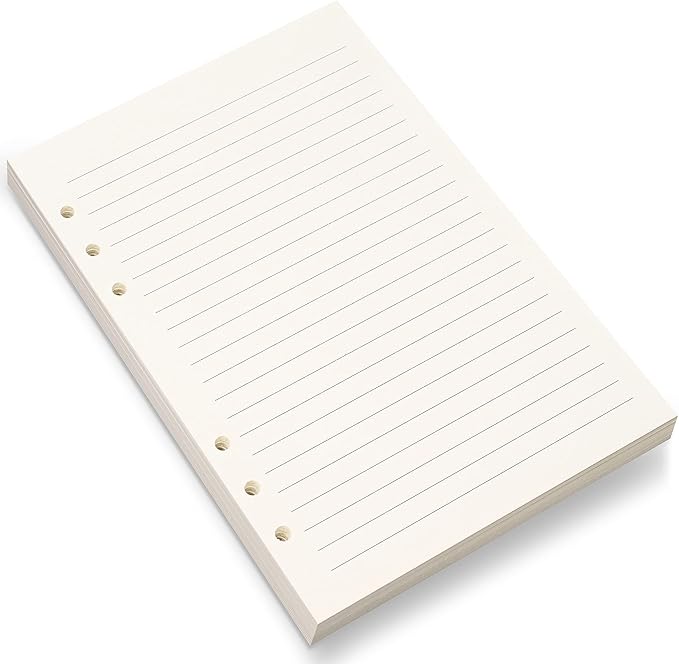A5 Lined Paper,6 Holes Refill Paper for A5 Planner Binder Journals, 8mm Ruled Loose Leaf, 80 Sheets/160 Pages,5.6x8.3 Inch,Beige