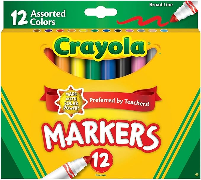 Crayola® Broad Line Markers, Assorted Classic And Bright Colors, Box Of 12