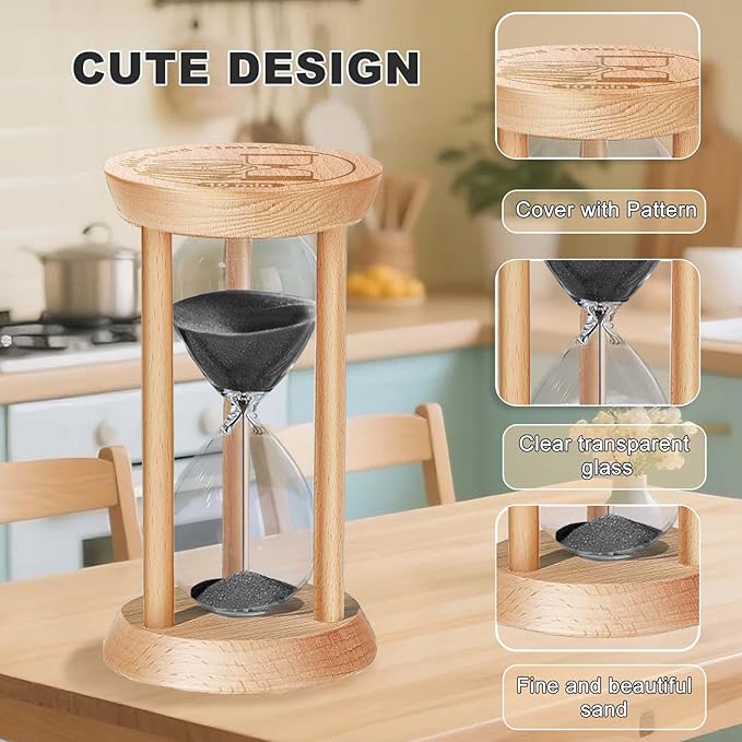 SuLiao Wooden Sand Timer 15 Minute Hourglass, Wood Black Sand Clock, Small Watch 15 Min Timer, Hour Glass Sandglass for Home, Reloj De Arena, Office, Decorative, Game, Classroom