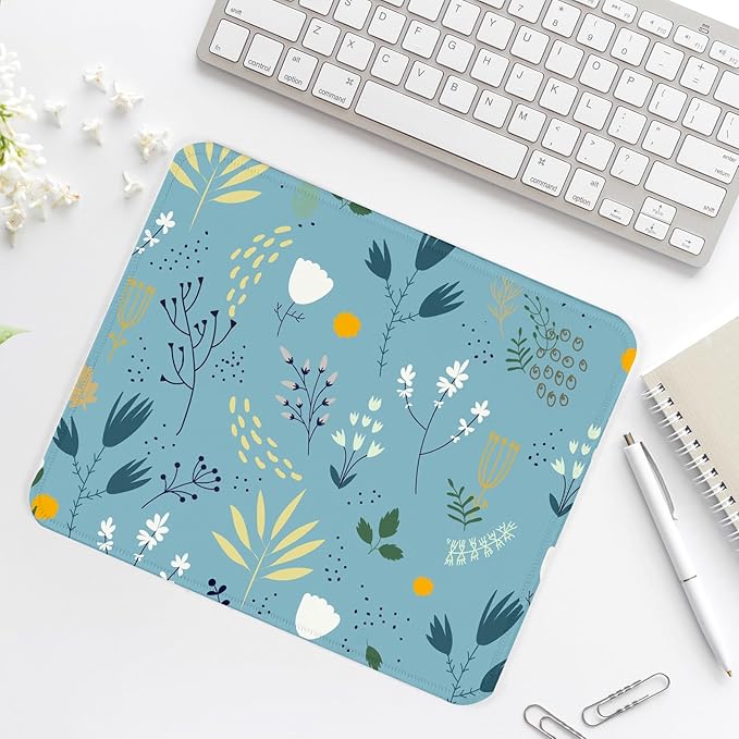 Flower Square Mouse Pad,Non-Slip Rubber Base Mouse Pad,Home Office Decoration Desktop Accessory,Laptop Mouse Pad for Office Laptops,9.4x7.8x0.12inch 7