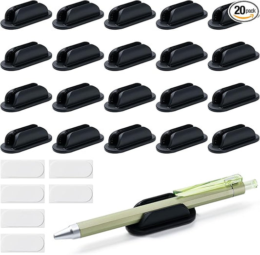 20 Pack Adhesive Pencil Holders for Desk,Silicone Flexible Pen Holder for Wall, Office, School,Home,Classroom Must Haves,Teacher Essentials Accessories,Desk Organizer,Art Supply,Small Gift ﻿