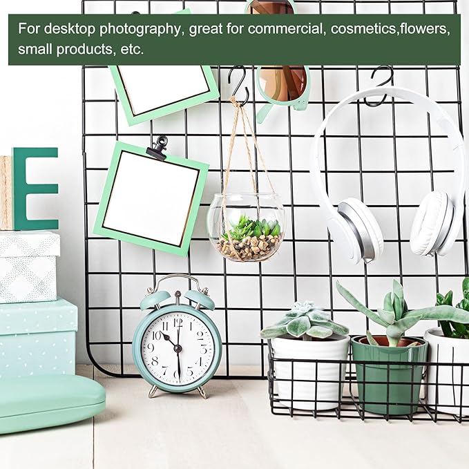 YOKIVE Iron Wire Grid Panel, Decorative Panels Board | Photo Pictures Display Holders Hanging Frame for Home Office (Black, 24"x12")
