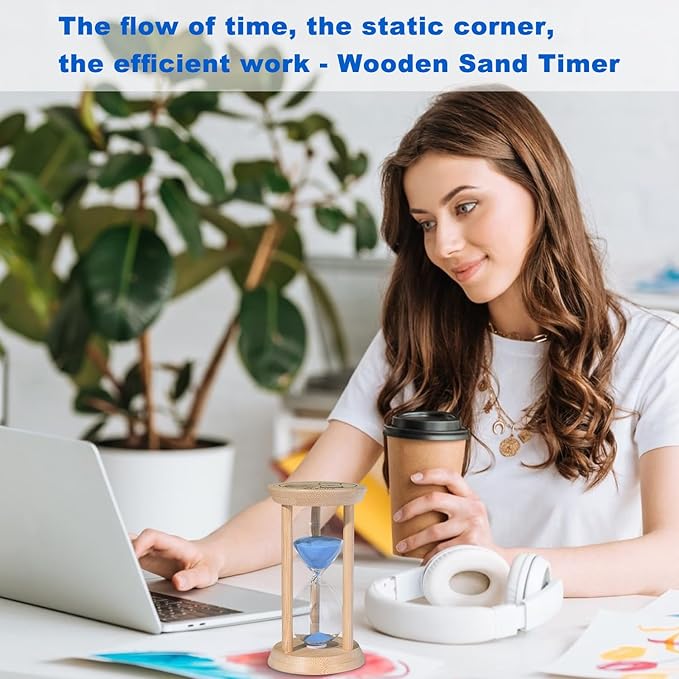 SuLiao Wooden Sand Timer 2 Minute Hourglass, Beech Sand Clock, Blue Small Watch 2 Min Timer, Reloj De Arenai Hour Glass Sandglass for Home Office Decorative Game Classroom