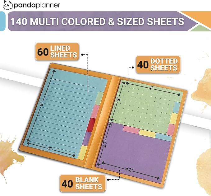 Panda Planner Sticky Notes Set – 140 Spring Colors Sticky Notes for Home, Office, & School – Tabbed, Dotted, Blank, & Lined Sticky Notes for Productivity & Organization (Spring Colors)