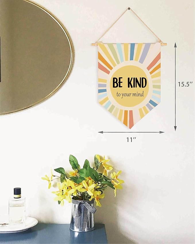 Mental Health Inspirational Banner Flag Sign Wall Decor Gift for Boy Girl Kid Teen Classroom Nursery Therapy Office Teacher Counselor Reading Room Quiet Corner-Be Kind to Your Mind-Christmas Gift