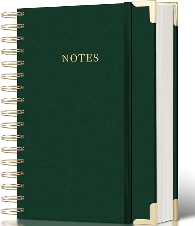 ALKALO Spiral Notebook Journal, 328 Pages Linen Hardcover College Ruled Notebook, Lined Thick Journals for Women Men, A4 Thick Spiral Journal for Writing, 100GSM Paper, Cute Notebooks for Work School