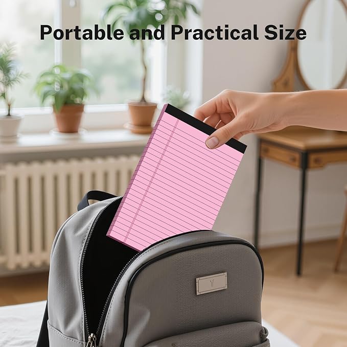 8 Pack Note Pads 5 x 8 Inch, Colored Narrow Ruled Small Legal Pads, Perforated Notepad 5 x 8 Lined Writing Pads, College Lined Legal Notepads for To-do Lists, Daily Note-taking, School and Office