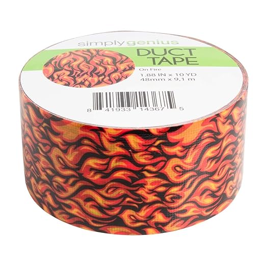 Simply Genius 1 Pack Art & Craft Duct Tape, 1.8 in x 10 Yards – Craft Supplies for Kids & Adults, Colorful Tape for DIY & Home Improvement, On Fire