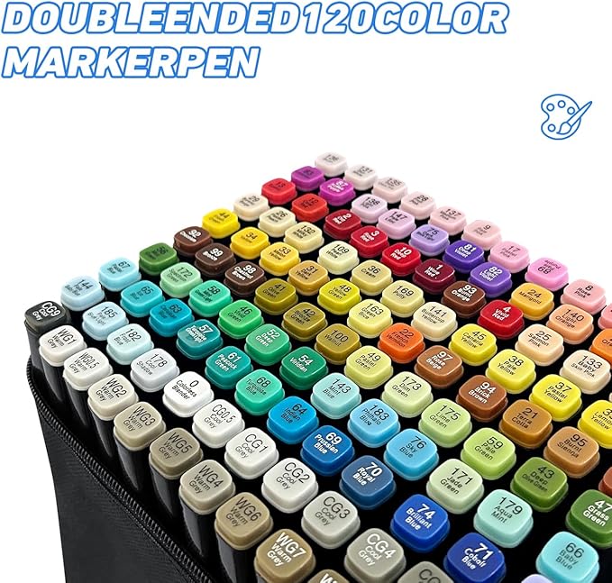 120 Colors Alcohol Markers Art Markers for Kids and Adult Drawing Marker Dual Tip Coloring Painting Perfect for Boys Girls Students Gift