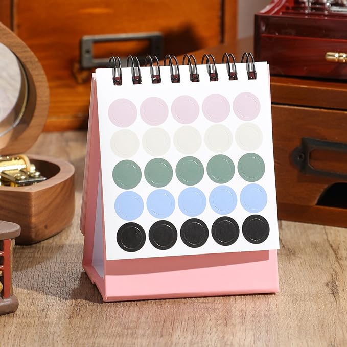 Mini Desk Calendar 2026-2027 - Use January 2026 to June 2027 Small Desktop Calendar Mini Daily Schedule Thick Paper Twin-Wire Binding with Stickers for Home Office School (Mini Pink)