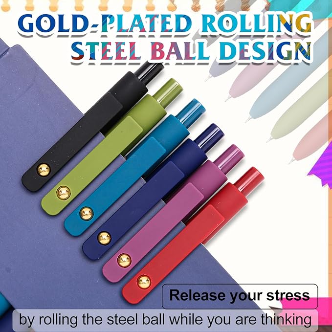 Colorful Gel Pens, 6 Pcs Colored Pens Fine Point Smooth Writing Pen, 0.5mm Multi Colored Ink Pens for Journaling Note Taking Writing, Office School Supplies, Gift Set for Women & Men