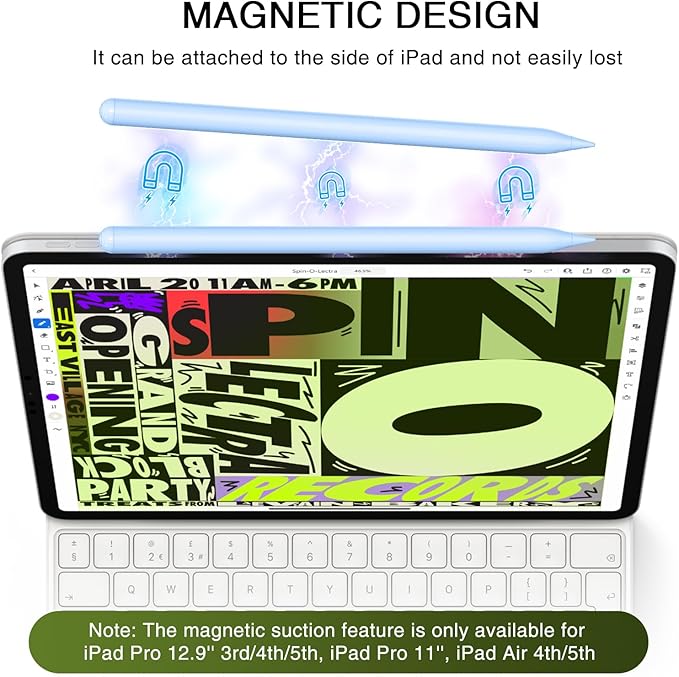 Pen for iPad 2018-2025, HATOKU 15 Mins Fast Charging Pencil 1st Gen with Tilt & Palm Rejection Compatible with iPad Air 3/4/5/M2/M3, iPad mini 5/6/7, iPad 6/7/8/9/10/11, iPad Pro 11"/12.9"/M4 M5(Blue)