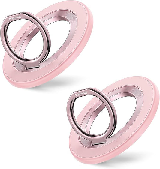 SYNCWIRE Magnetic Phone Ring Holder for MagSafe [2 Pack] - Magnet Cell Phone Grip Stand Finger Ring Kickstand Two-Sided Magnetic Compatible with iPhone 17 Pro Max 16 15 14 13 12 MagSafe Accessories