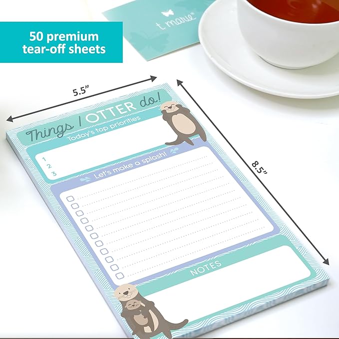Daily To Do List Notepad - 50 Sheets 5.5 x 8.5” Productivity Task Planner and Habit Tracker Pad - Cute Otter Gift Idea and Office Supplies to Reach Goals and Track Tasks and Appointments