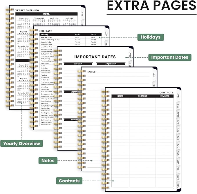 2026 Planner, Monthly and Weekly Calendar Planner for Women, Jan 2026 - Dec 2026, Hardcover Pretty 2026 Agenda Planner Book with Tabs, Spiral Bound, Perfect for School Office Home Supplies, 6.3" x 8.5" - Butterfly Tapestry